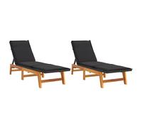 Vidaxl Tumbona Ratán Sintético Madera Maciza Acacia 2x lounger