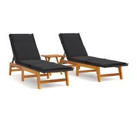 Vidaxl Tumbona Ratán Sintético Madera Maciza Acacia 2x sun lounger +table