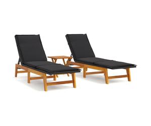 Vidaxl Tumbona Ratán Sintético Madera Maciza Acacia 2x sun lounger +table
