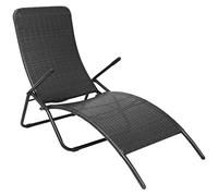 vidaXL Tumbona Reclinable de Jardín Mueble Hamaca de Piscina Asiento Sofá de Exterior Patio Terraza Poli Ratán Sintético Negro Material Tipo Mimbre
