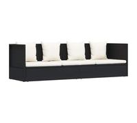 vidaXL Tumbona Sofá de Jardín con Cojines Hamaca Asiento Taburete Patio Exterior Silla Aire Libre Terraza Restaurante Ratán Sintético Negro
