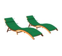 vidaXL Tumbonas 2 unidades con cojines madera maciza de acacia