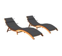 vidaXL Tumbonas 2 unidades con cojines madera maciza de acacia
