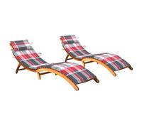 vidaXL Tumbonas 2 unidades con cojines madera maciza de acacia