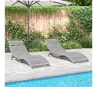 vidaXL Tumbonas 2 unidades madera maciza acacia gris 184x55x64 cm