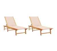 vidaXL Tumbonas 2 unidades madera maciza de acacia y textileno crema