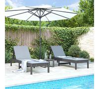 Tumbonas 2 Unidades Madera Maciza De Pino Gris 199,5x60x74 Cm Vidaxl