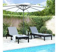 Tumbonas 2 Unidades Madera Maciza De Pino Negro 199,5x60x74 Cm Vidaxl