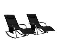 Vidaxl Tumbonas 2 Unidades Textilene Negro Y Gris