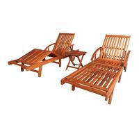 vidaXL Tumbonas 2 unidades y mesita madera maciza de acacia