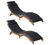 Vidaxl Tumbonas con Cojines de Madera Maciza Acacia Gris Oscuro Dark gray
