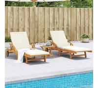 vidaXL Tumbonas con cojines madera maciza de acacia 200x68x83 cm - 2 uds
