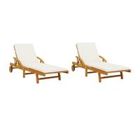 vidaXL Tumbonas con cojines madera maciza de acacia 200x68x83 cm - 2 uds