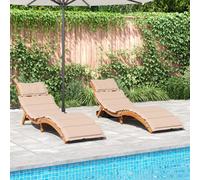 Tumbonas Con Cojines 2 Uds Madera Maciza De Acacia Beige Vidaxl