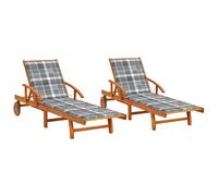 vidaXL Tumbonas con cojines 2 unidades madera maciza de acacia