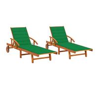 vidaXL Tumbonas con cojines 2 unidades madera maciza de acacia
