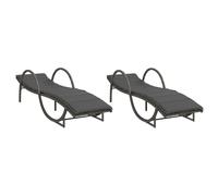 Vidaxl Tumbonas con Cojines 2 Unidades Ratán Sintético Negro Marrón Gris y Más Sillas de Exterior Ideal para Jardín Playa Piscina Terraza Tumbona Piscina Tumbonas Playa Tumbonas Jardín Exterior Gray
