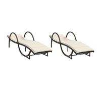 Vidaxl Tumbonas con Cojines 2 Unidades Ratán Sintético Negro Marrón Gris y Más Sillas de Exterior Ideal para Jardín Playa Piscina Terraza Tumbona Piscina Tumbonas Playa Tumbonas Jardín Exterior Brown