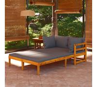 vidaXL Tumbonas con cojines gris oscuro 2 unidades madera de acacia