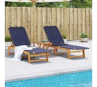 vidaXL Tumbonas con mesa 2 uds madera maciza de acacia azul oscuro