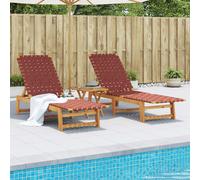 vidaXL Tumbonas con mesa 2 unidades madera maciza de acacia roja