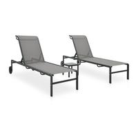 vidaXL Tumbonas con mesa 2 unidades textilene y acero