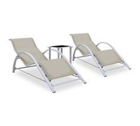 Vidaxl Tumbonas con Mesita 2 Unidades Aluminio Sillas de Exterior Ideal para Jardín, Playa, Piscina, Terraza Tumbonas Piscina Tumbonas Playa Tumbonas Jardín Exterior