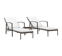 Vidaxl Tumbonas con Mesita 2 Unidades Ratán Sintético Marrón Negro Gris Brown