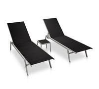 Vidaxl Tumbonas con Mesitas de Acero y Textileno - Pack de 2