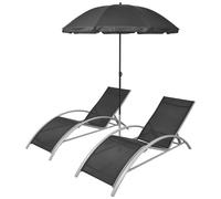 Vidaxl Tumbonas con Sombrilla de Aluminio para Jardín, Playa, Piscina y Terraza