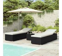 vidaXL Tumbonas de jardín y mesita 3 Piezas ratán sintético Negro