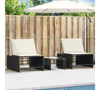 vidaXL Tumbonas modulares 2 piezas con mesa de ratán sintético negro