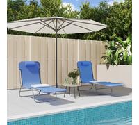 vidaXL Tumbonas plegables 2 uds acero y textilene azul