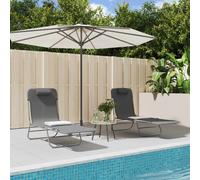 vidaXL Tumbonas plegables 2 uds acero y textilene gris