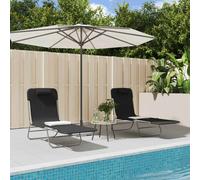 vidaXL Tumbonas plegables 2 uds acero y textilene negro
