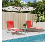 vidaXL Tumbonas plegables 2 uds acero y textilene rojo