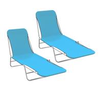 vidaXL Tumbonas plegables 2 unidades acero y tela azul