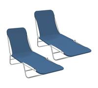 vidaXL Tumbonas plegables 2 unidades acero y tela azul