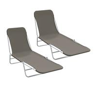 vidaXL Tumbonas plegables 2 unidades acero y tela gris