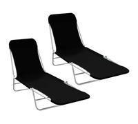 vidaXL Tumbonas plegables 2 unidades acero y tela negras