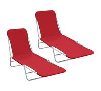 vidaXL Tumbonas plegables 2 unidades acero y tela rojas