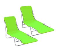 vidaXL Tumbonas plegables 2 unidades acero y tela verde