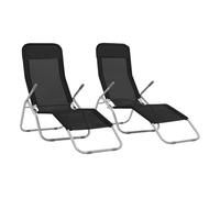 Vidaxl tumbonas plegables 2 unidades textilene negro