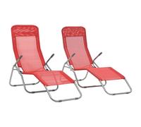 vidaXL Tumbonas plegables 2 unidades textilene rojo