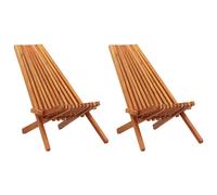 vidaXL Tumbonas plegables de jardín 2 unidades madera maciza de acacia