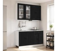 vidaXL Unidad de cocina LUCCA 4 uds. Negro Madera de ingeniería