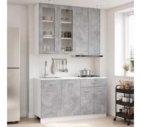 vidaXL Unidad de cocina LYON 4 uds. Gris Hormigón Madera de ingeniería