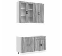 vidaXL Unidad de cocina PORTO 4 uds. Madera de ingeniería Multicolor Sonoma gris
