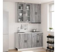 vidaXL Unidad de cocina PORTO 4 uds. Sonoma gris Madera de ingeniería