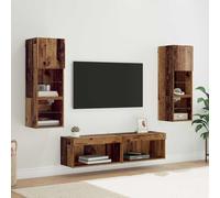 vidaXL Unidad de Pared para TV 6 uds. Madera envejecida